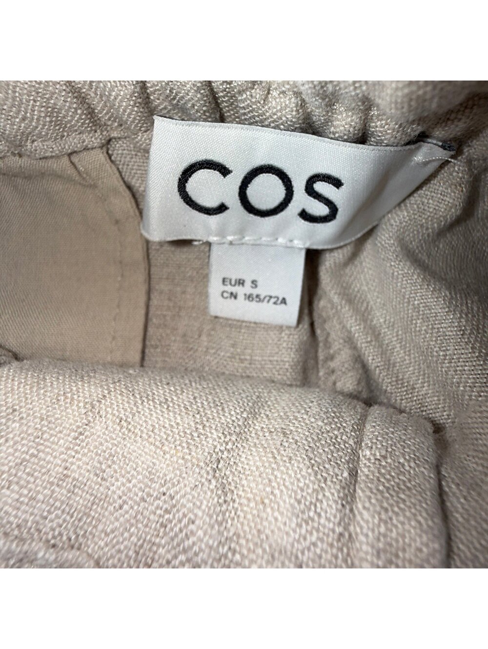 COS 100% Linen Cargo Shorts Women’s Small Beige Oatmeal Relaxed Utility NWOT - Picture 6 of 7